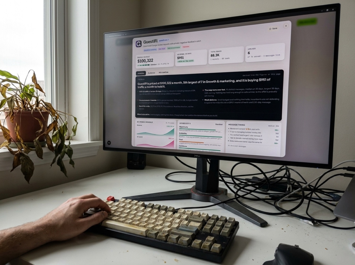 A desktop monitor showing a full company profile